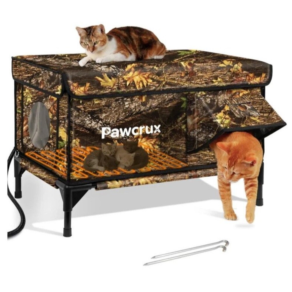 Insulated  Heated Cat House -escape door , warm house for outside